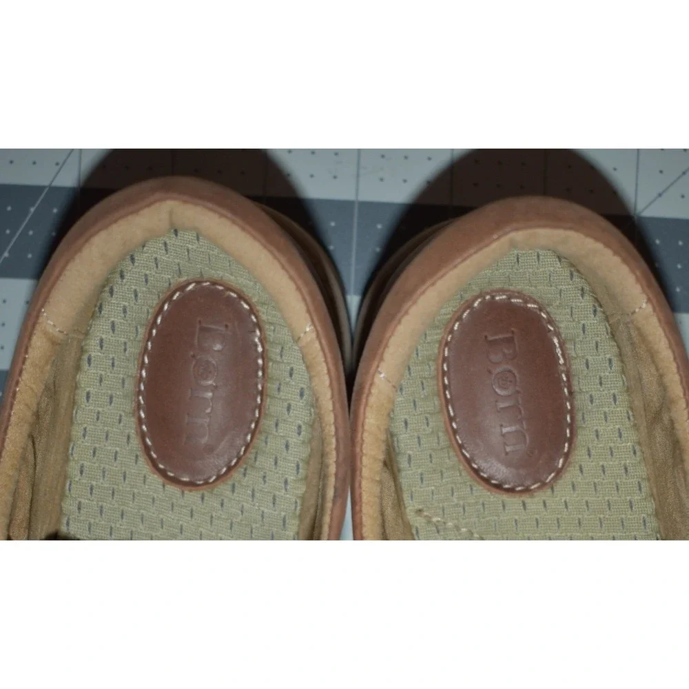 Born Sawyer Textile Tan Leather Slip On Loafers Kids Boys Size 4 PM-701-S